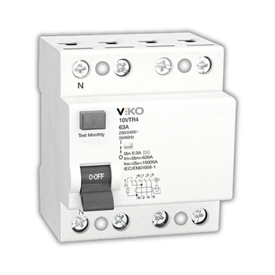 Viko 10VTR4-100300/A 4x100A 300mA A Tip Kaçak Akım Koruma Rölesi 10kA