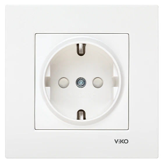 Viko Karre/Meridian Beyaz Topraklı Priz (Çerçeve Hariç) (Çocuk Korumalı)