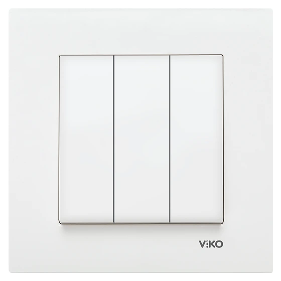 Viko Karre/Meridian Beyaz Üçlü Anahtar Mekanizma (Çerçeve Hariç)