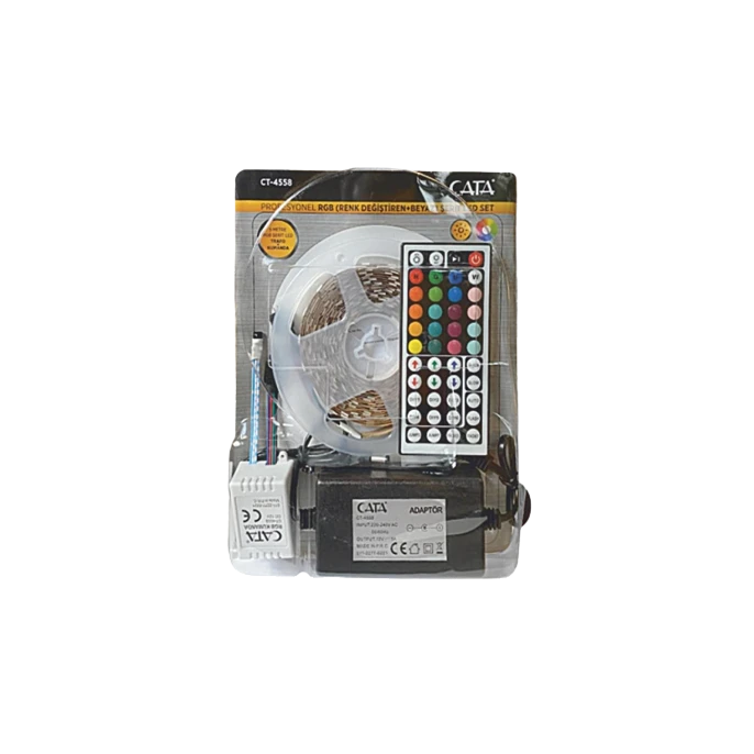 Cata Ct-4558 Rgb Şerit Led Seti (5 Mt Rgb Led 15 Renk+Trafo+Rgb Kumanda) CT-4558