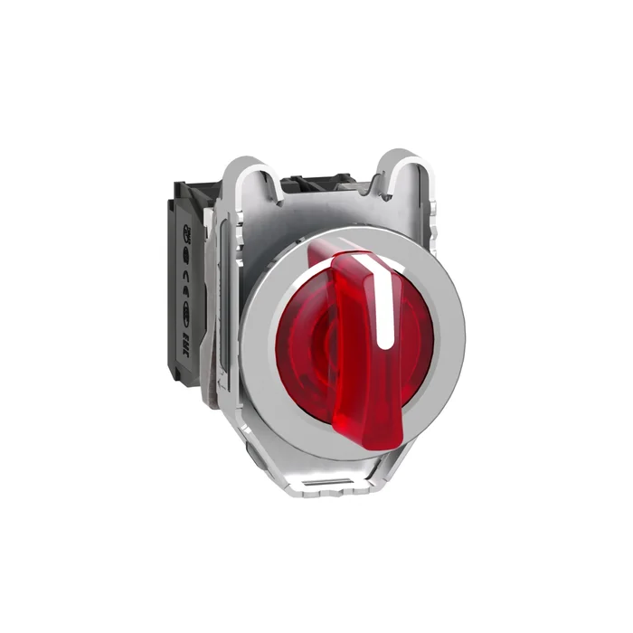 Işıklı, mandal buton LED 24 VAC /DC  Kırmızı 1NA+1NK