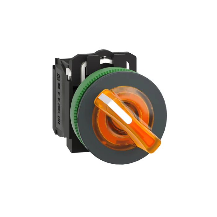 Işıklı, mandal buton LED 24 VAC /DC    Yeşil 1NA+1NK