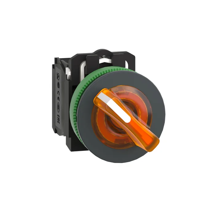 Işıklı, mandal buton LED 230 VAC   Yeşil 1NA+1NK