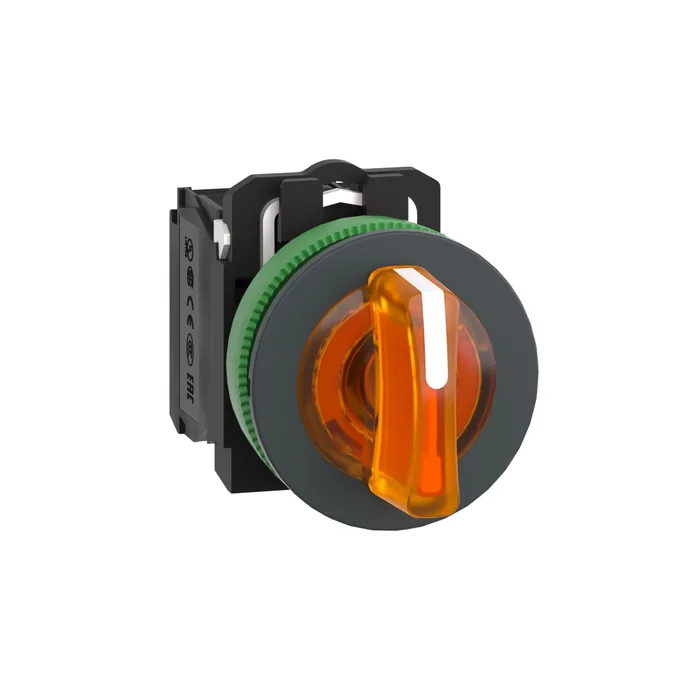 Işıklı, mandal buton LED 230 VAC  Yeşil 1NA+1NK